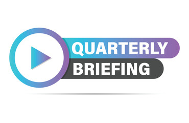 Fototapeta premium quarterly briefing label flat design play button purple banner vector