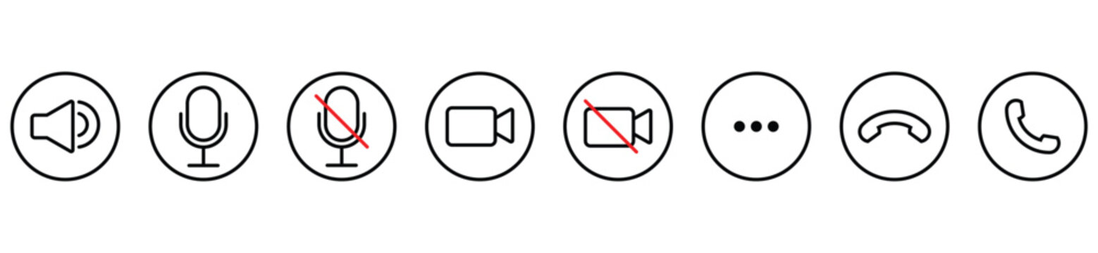 Audio and Video Communication Control Icon Set