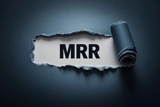 MRR acronym for Monthly Recurring Revenue in a torn paper concept