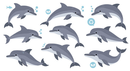 Naklejka premium Group of dolphins swimming together.
