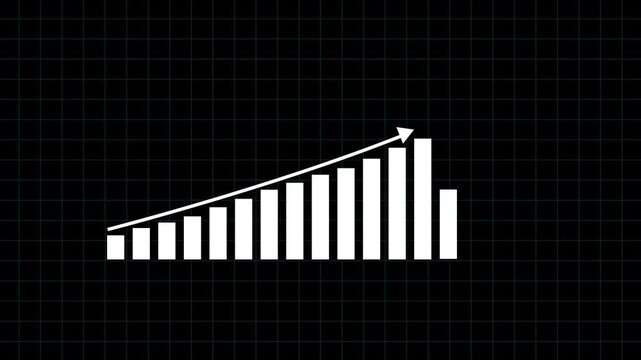 Rising Bar Chart With Arrow On Graph Background For Financial Growth Visualization. Financial growth visualization with dynamic chart animation.