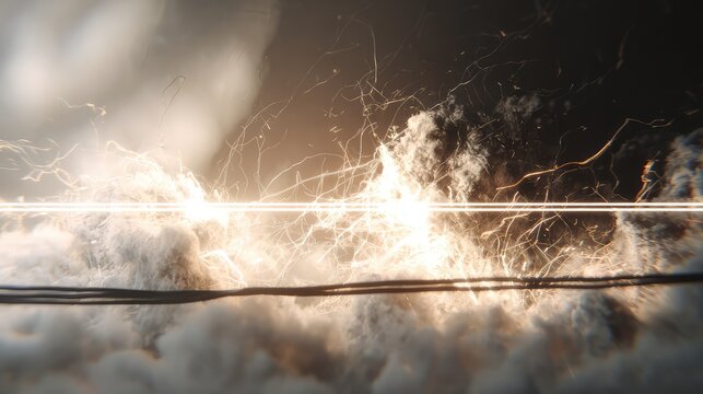 Electrical discharge creating energy explosion with glowing particles