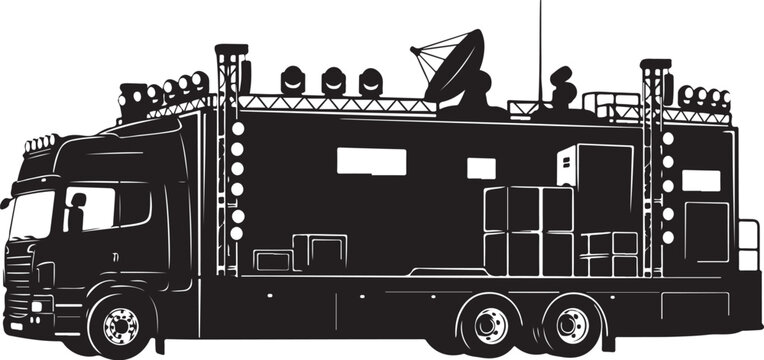 Mobile TV studio truck, broadcasting vehicle, satellite uplink truck, live broadcast