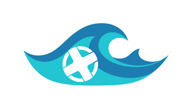Medical Cross Wave Logo Design.