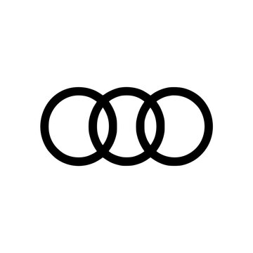 Interlocking rings black outline icon on white background