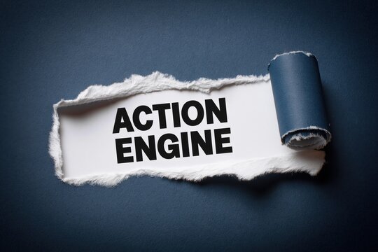 Action Engine concept for productivity and motivation under torn paper