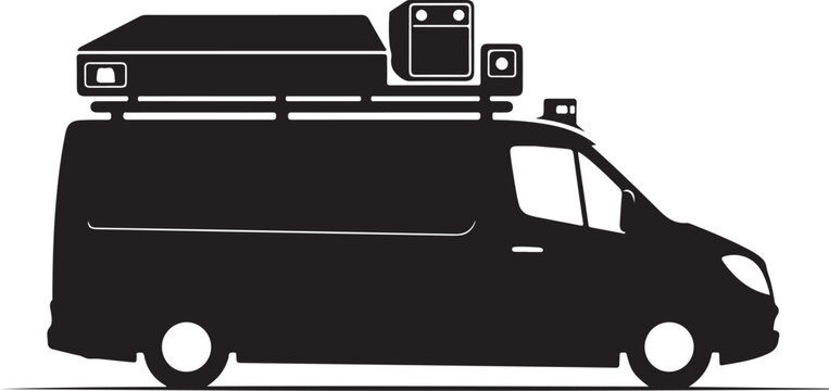 Vector van silhouette, cargo van icon, black van illustration, vehicle graphic