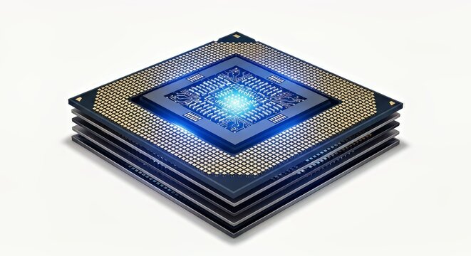 High Tech Computer Chip Stack Illustration Digital Technology Image