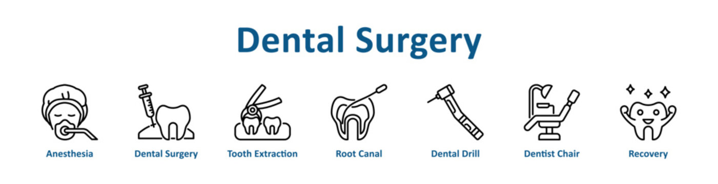 Dental Surgery web icon banner with line art style