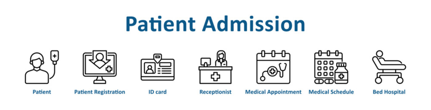 Patient Admission web icon banner with line art style