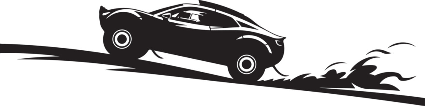 Racing car vector, speeding silhouette, black flame, dynamic motion graphics element