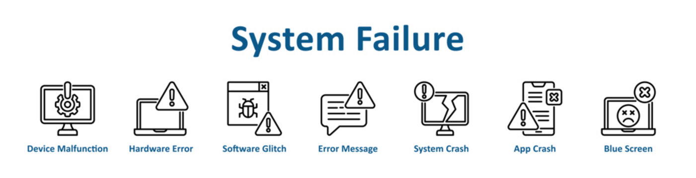 -System Failure web icon banner with line art style