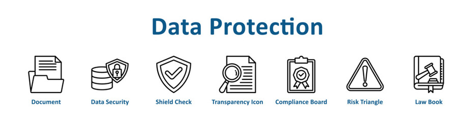 -Data Protection web icon banner with line art style © malikha