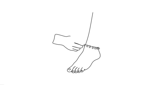 Girl Wearing Anklet Nupur Continuous Line Animation