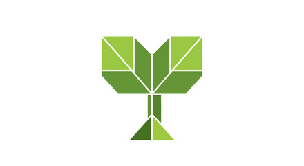 Obraz premium Geometric Green Plant Logo - Abstract Nature Symbol