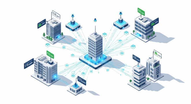 Modern city infrastructure and communication network.