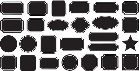 Vintage Black Chalkboard Label and Frame Collection Set Isolated on White © Sultana
