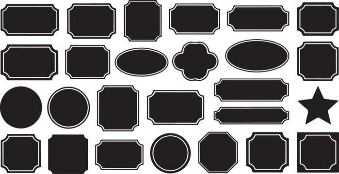 Vintage Black Chalkboard Label and Frame Collection Set Isolated on White