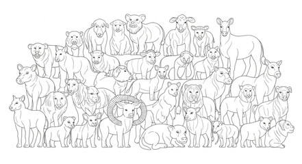 Obraz premium A large group of diverse animals gathered together in a single image.