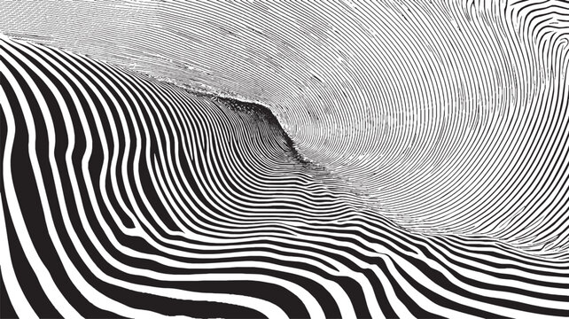 Abstract minimalist sand dunes vector illustration composed of parallel curves.
