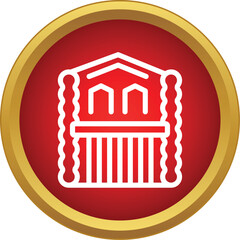 Naklejka premium Roman temple or ancient building line art icon on a red background