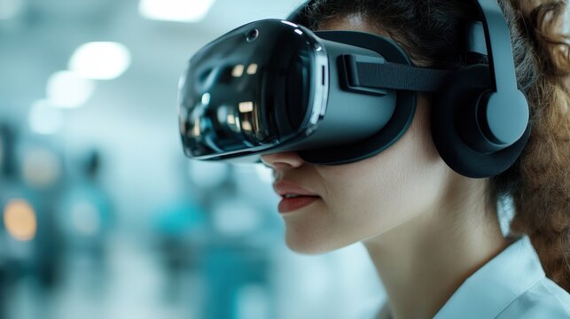 A focused individual immersed in a virtual reality experience, signifying the advancement of technology and its potential to reshape human engagement and interaction.