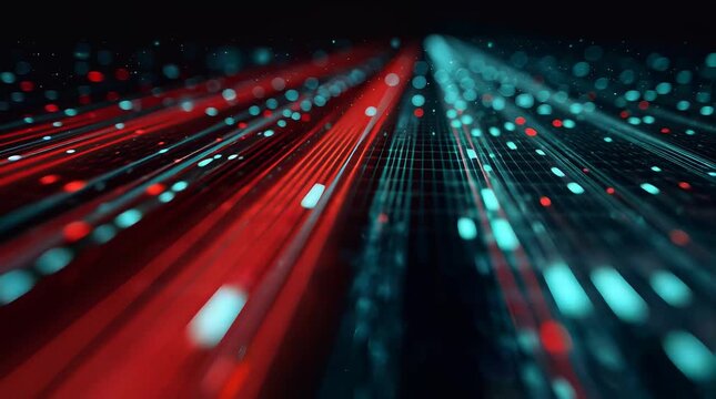 Abstract digital data streams moving fast, motion graphics, technology background