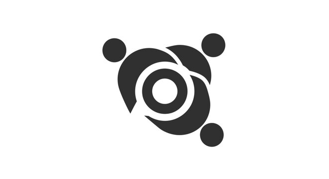 Black and white camera shutter icon.
