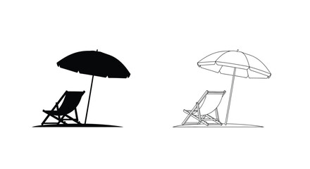 beach chair and umbrella silhouette high quality professional © MD RIPON