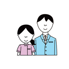 Fototapeta premium Medical Staff Couple – 4 Style Variation Vector Illustration Set 