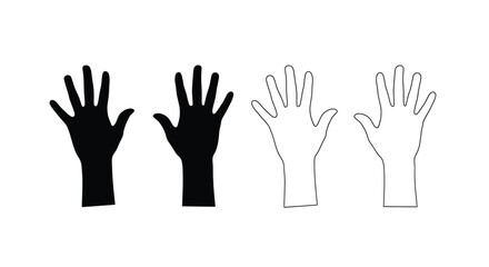 Obraz premium set of hand silhouettes and outlines silhouette
