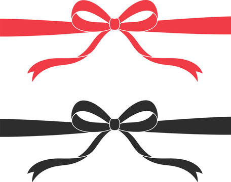 Red and black ribbon bows isolated on white background