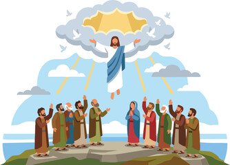 Obraz premium Ascension of Jesus Christ Flat Vector Design, flat illustration, and transparent picture