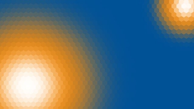 background design with blue, yellow, and orange gradient hexagon pattern surface. gradient with large and small semicircular shapes on 2 sides of the background diagonal