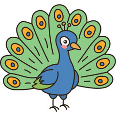 Fototapeta premium Cute Cartoon Peacock Illustration