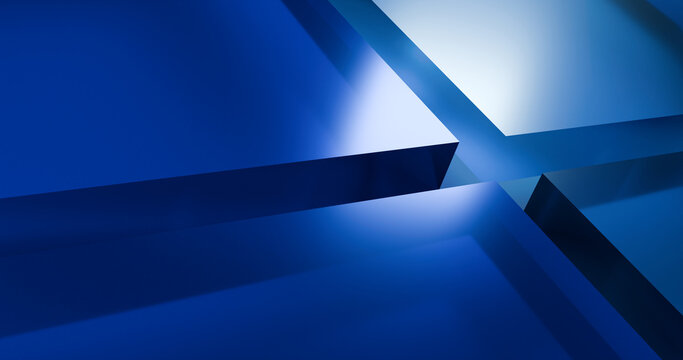 3d render abstract blue square glass background