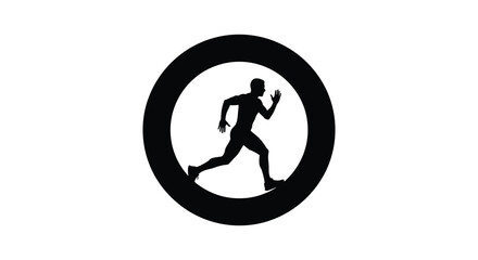 A runner depicted within a black circular frame a striking silhouette © nhpvect02