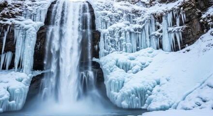 Obraz premium Frozen Waterfall Cascade in Winter