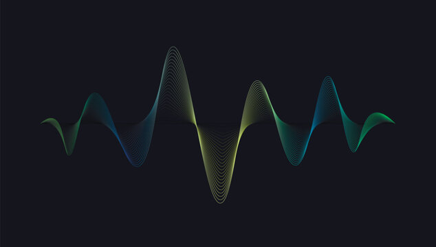 Sound wave. Abstract digital signal wave line. Music voice vibration, song waveform digital spectrum.