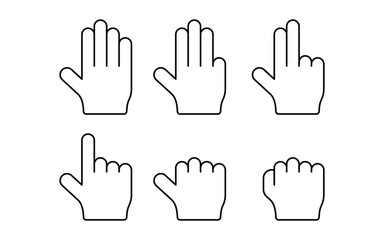 Fototapeta premium Hand Pointer Icon Set – Click, Cursor, Pointing Finger & UI Interaction Vector