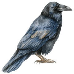 Fototapeta premium Crow watercolor vector illustration, high-quality artwork isolated on a pure white background.