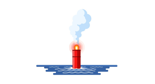 Red cigarette on fire in water.