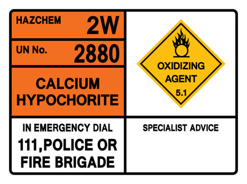 Calcium Hypochlorite UN 2880 Symbol Sign, Vector Illustration, Isolate On White Background, Label.EPS10