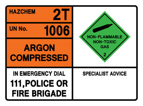 Argon Compressed UN 1006 Symbol Sign, Vector Illustration, Isolate On White Background, Label.EPS10