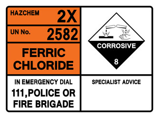 Naklejka premium Ferric Chloride UN 2582 Symbol Sign, Vector Illustration, Isolate On White Background, Label.EPS10