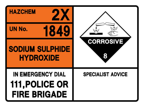 Sodium Sulphide Hydroxide UN 1849 Symbol Sign, Vector Illustration, Isolate On White Background, Label.EPS10
