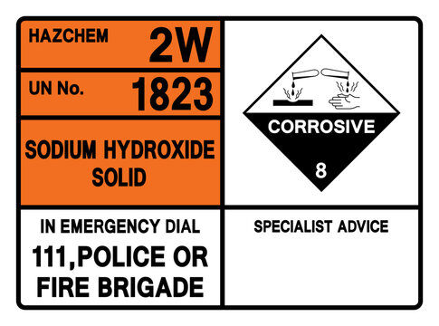 Sodium Hydroxide Solid UN 1823 Symbol Sign, Vector Illustration, Isolate On White Background, Label.EPS10