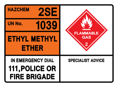 Ethyl Methyl Ether UN 1039 Symbol Sign, Vector Illustration, Isolate On White Background, Label.EPS10