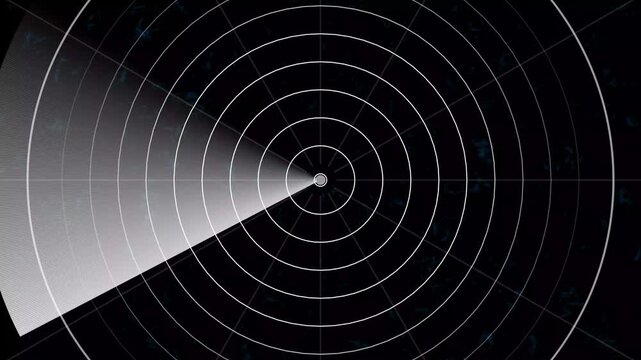 Radar screen animation, white color moving radar HUD.4k video
