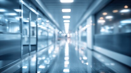 Fototapeta premium Modern interior hallway perspective with reflections